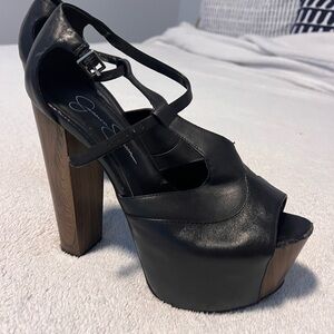 Jessica Simpson Black and Brown Platform Heels